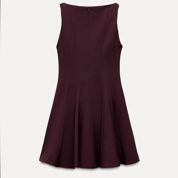 NWT ZARA BURGANDY SHORT SWING DRESS- - Picture 3 of 3